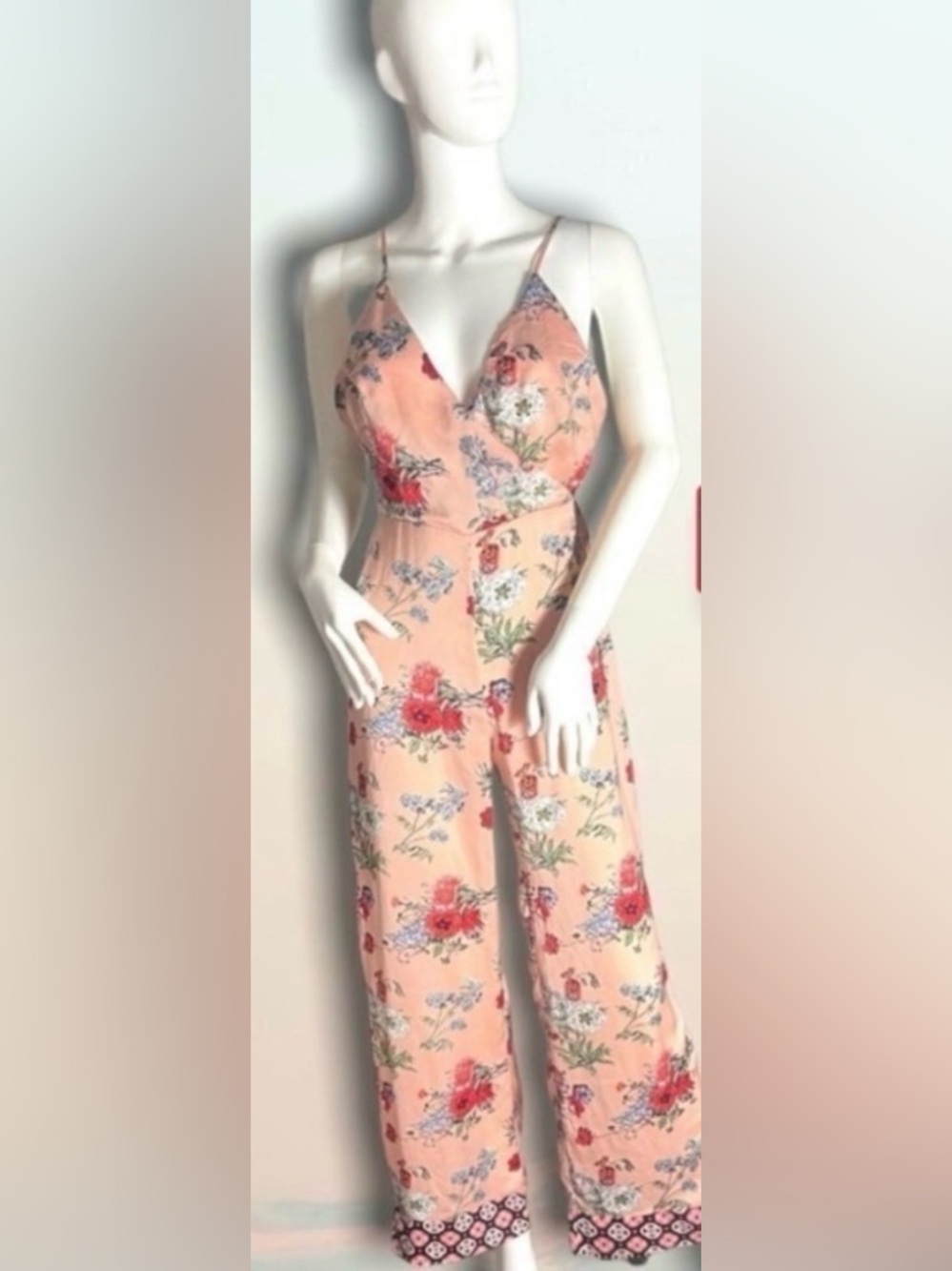 ✨ NWT ASOS DESIGN Floral Wide Leg Jumpsuit - Feminine  Romantic Garden Red Bloom